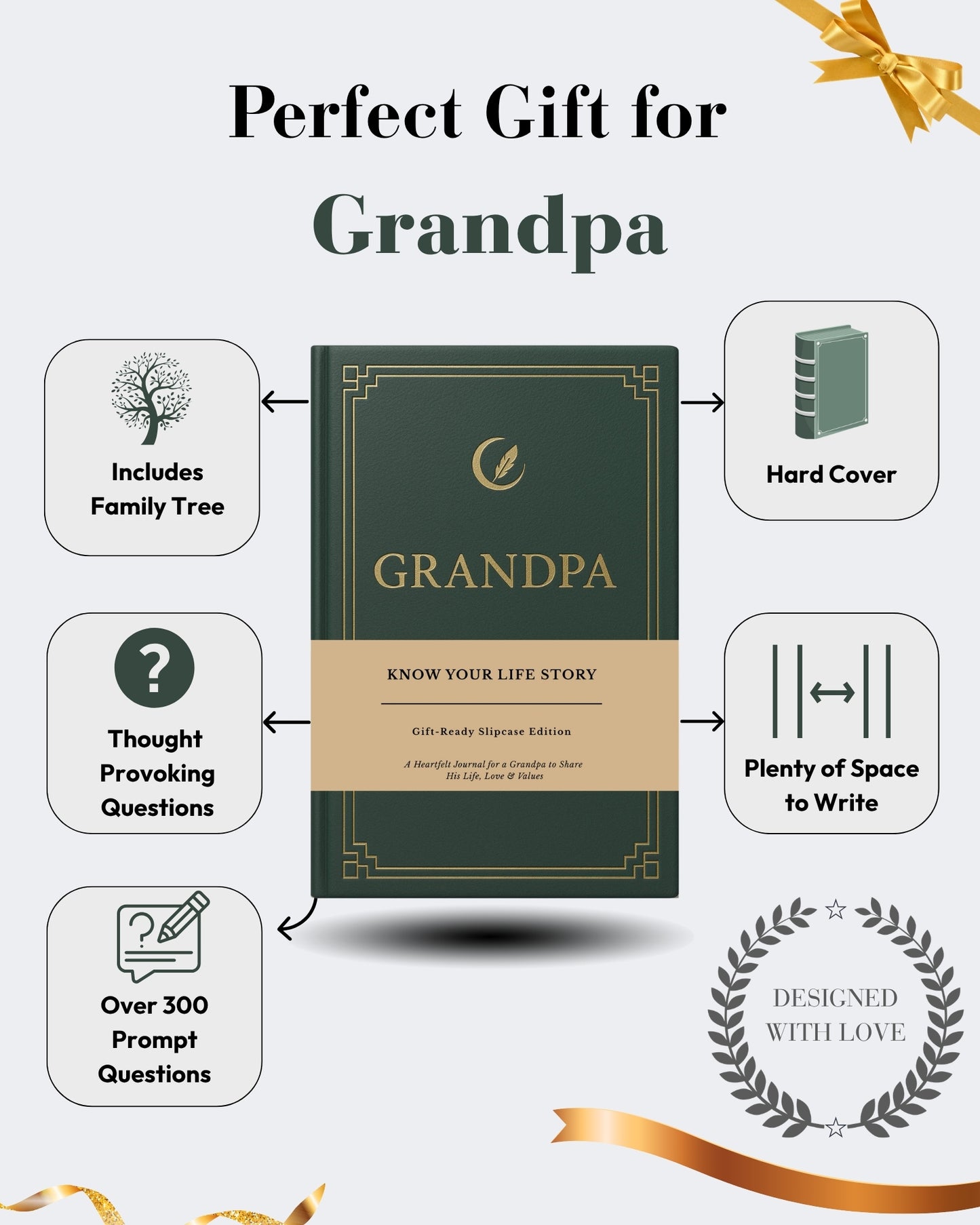 Grandpa's Life Story Journal (Hardcover), Sentimental Gifts for Father's Day, Birthday & Christmas
