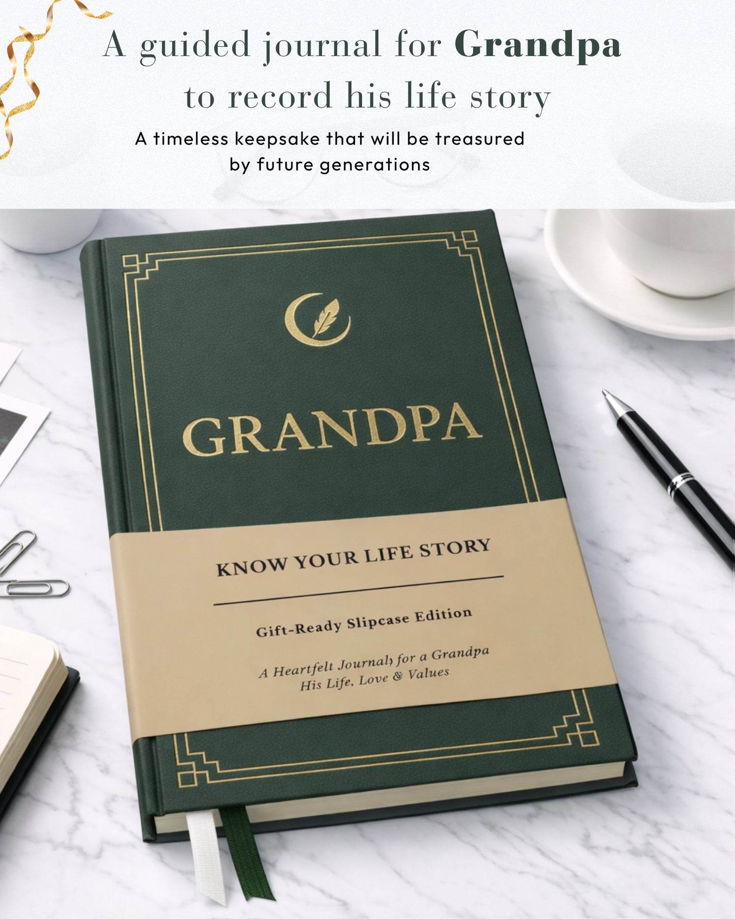 Grandpa's Life Story Journal (Hardcover), Sentimental Gifts for Father's Day, Birthday & Christmas