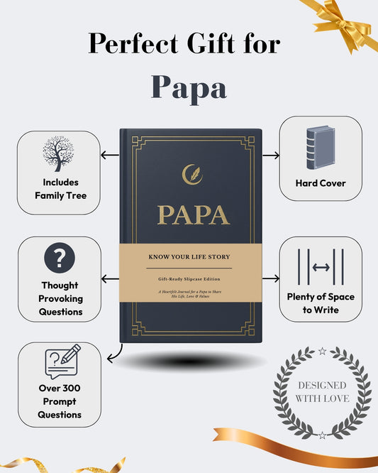 Papa's Life Story Journal (Hardcover), Sentimental Gifts for Father's Day, Birthday & Christmas