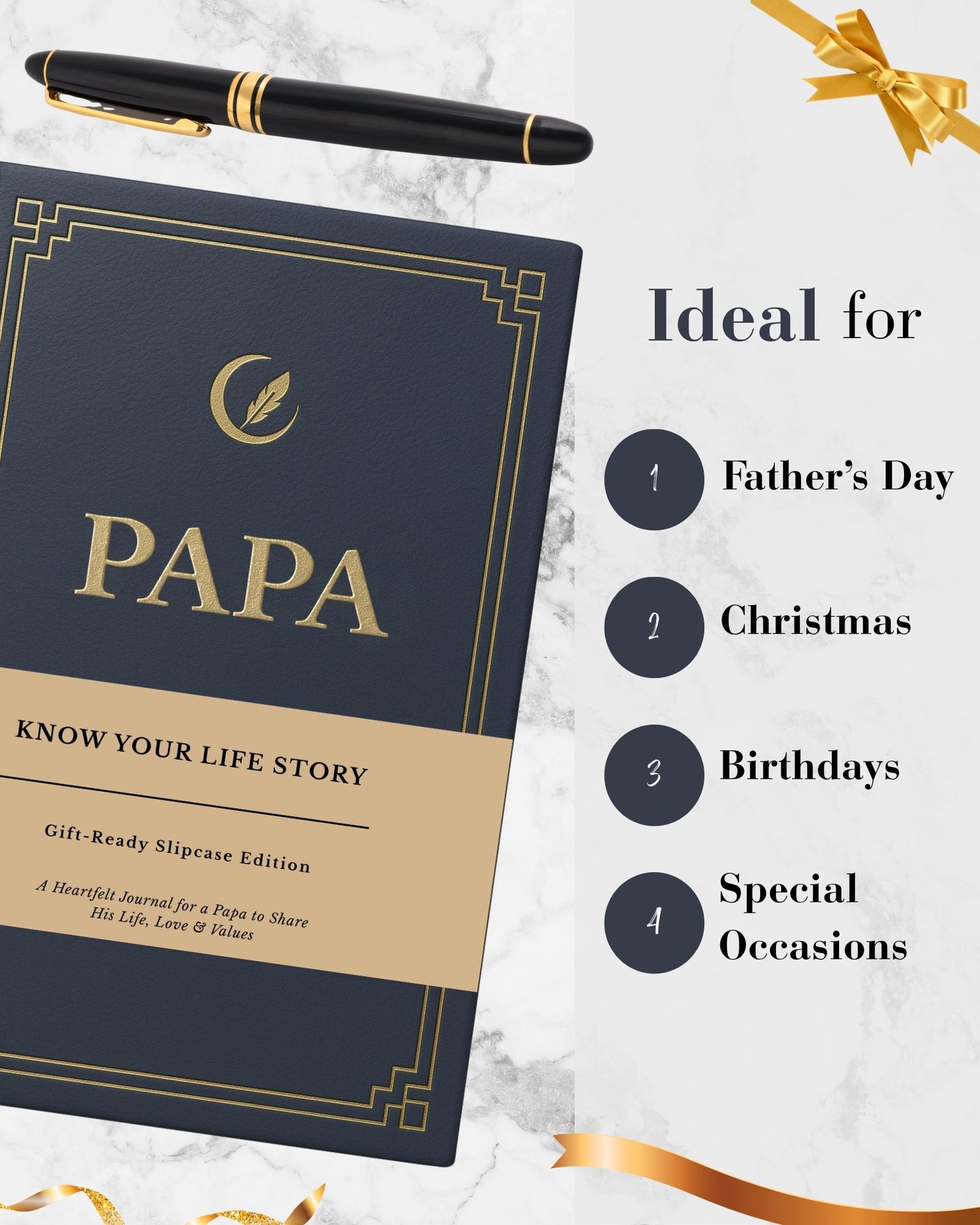 Papa's Life Story Journal (Hardcover), Sentimental Gifts for Father's Day, Birthday & Christmas