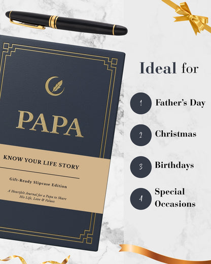 Papa's Life Story Journal (Hardcover), Sentimental Gifts for Father's Day, Birthday & Christmas