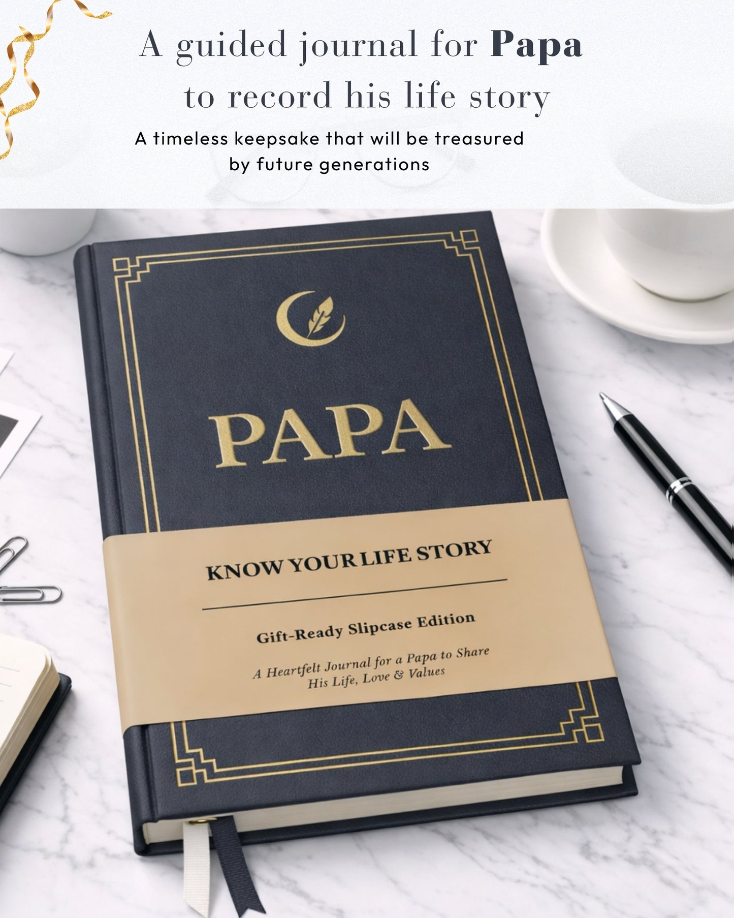 Papa's Life Story Journal (Hardcover), Sentimental Gifts for Father's Day, Birthday & Christmas