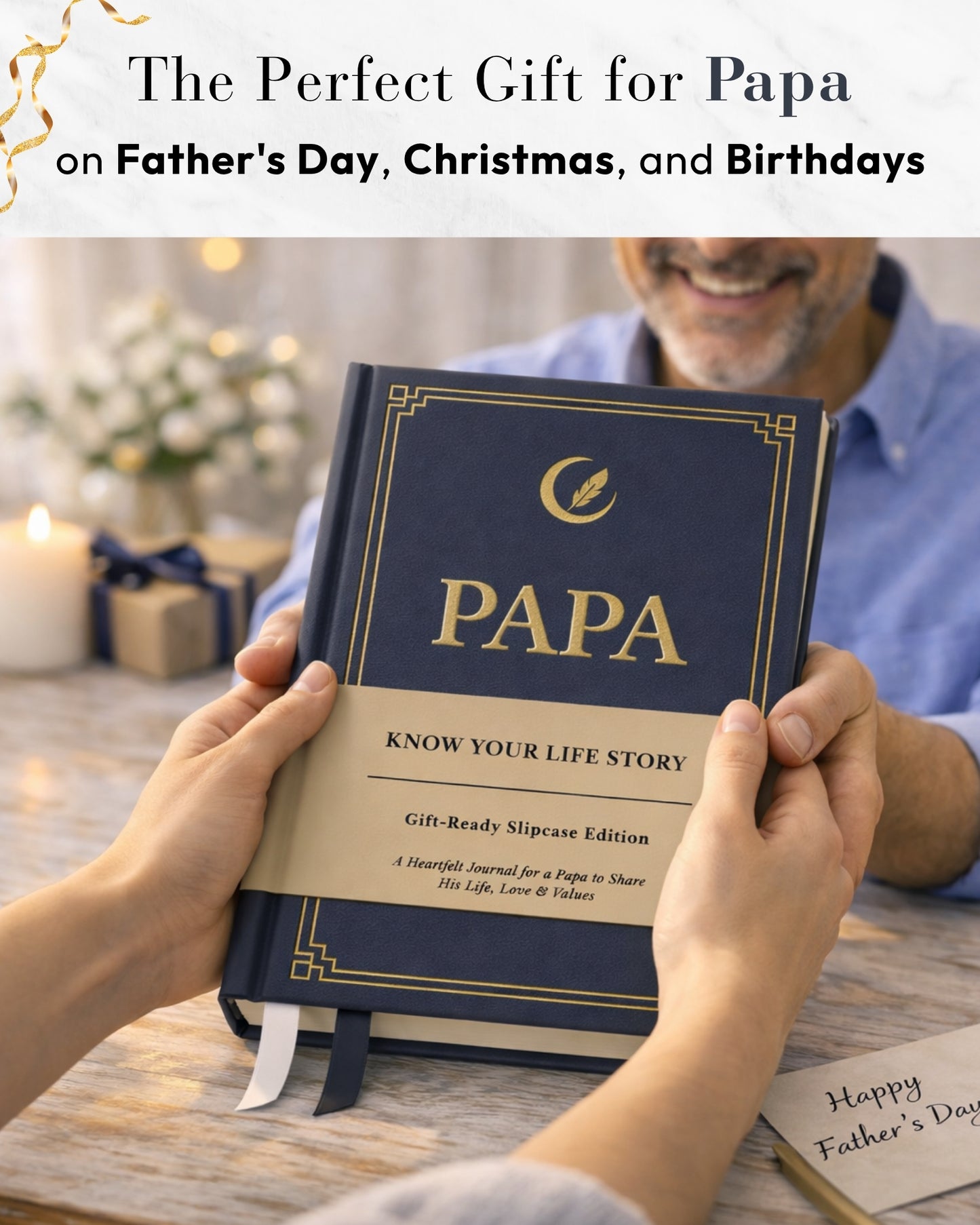 Papa's Life Story Journal (Hardcover), Sentimental Gifts for Father's Day, Birthday & Christmas